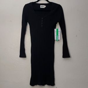 Enchanted/Dark Academia Pact Black Ribbed Body Con Dress
